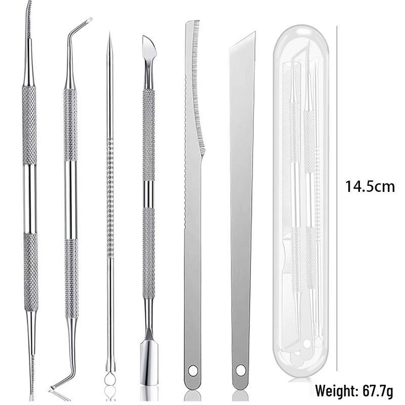 Stainless Steel Pedicure Knife Set: Dual-Headed Nail Pick with Razor, Foot File & Exfoliating Tool