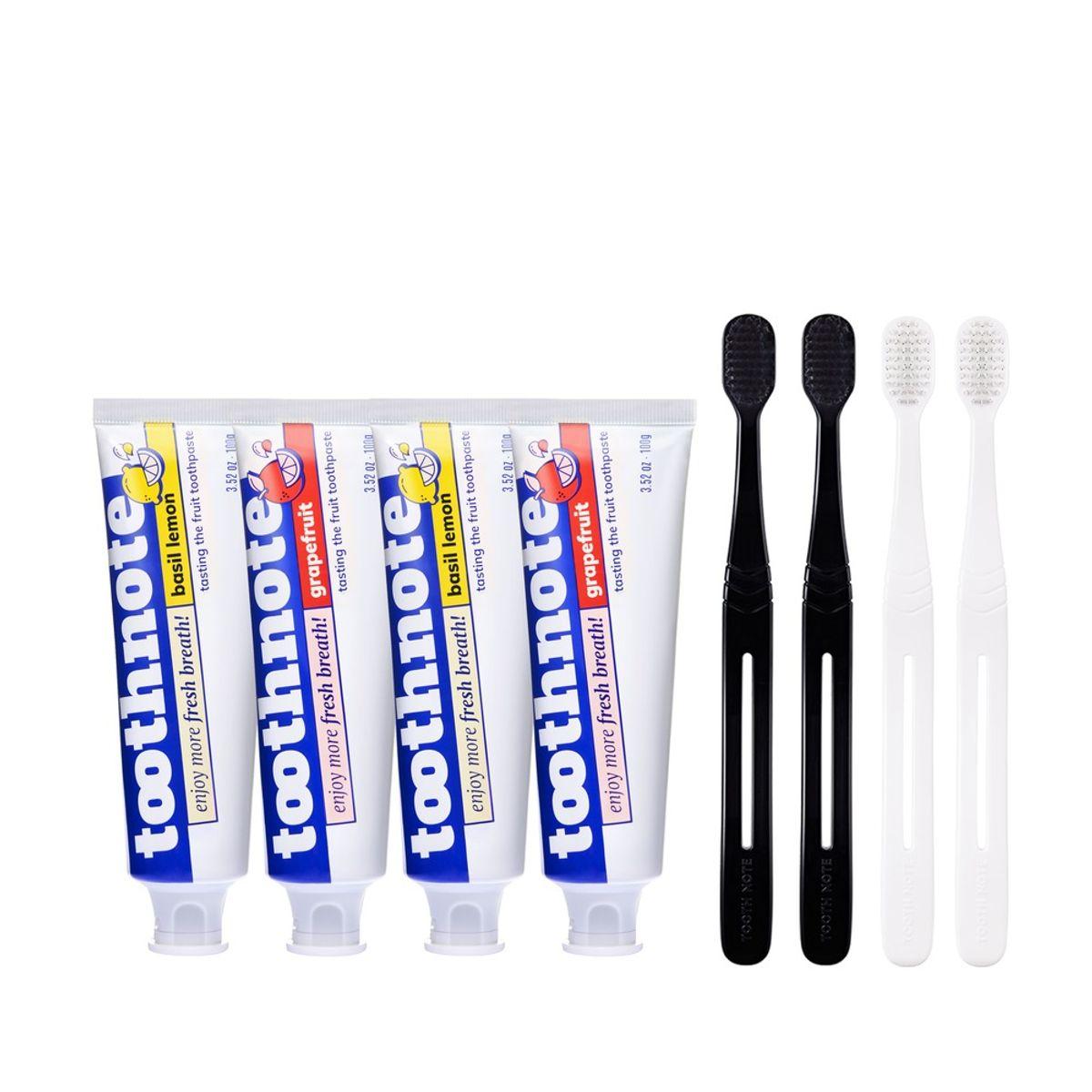 Toothnote Breathless Moisturizing Toothpaste Basil Lemon Grapefruit Scent 100g 2 Types 2 Sets + 2 Toothbrush Boxes