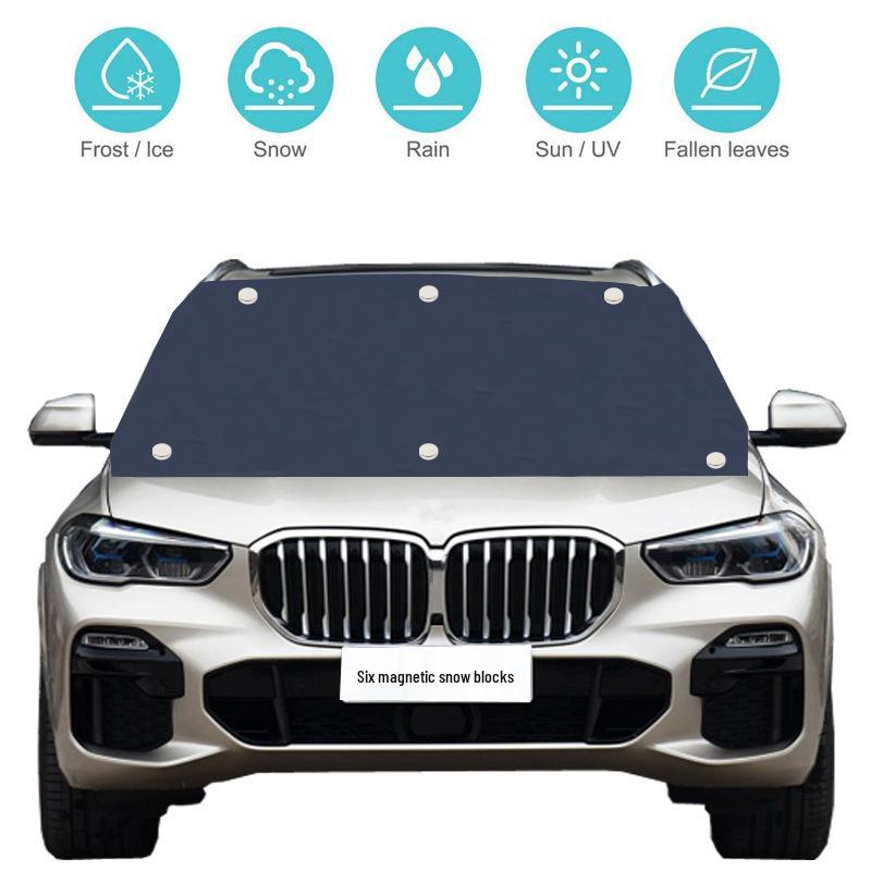 Universal Insulated Car Snow Cover with Magnets - Frostproof, Sunshade, All-Season Silver Coated Cloth