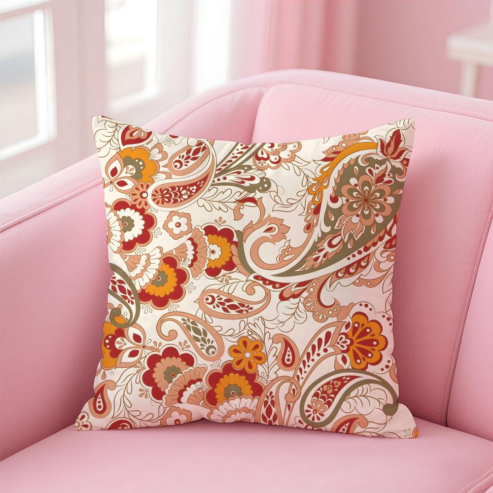 Classic Luxury Paisley Walnut Flower Pattern Cushion Cover Pillowcase Short Plush Invisible Zipper Room Sofa Cushion Cover