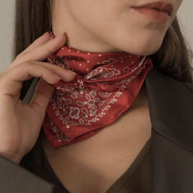 BB’DE SOLI’DE Dot Paisley Silk Scarf-red