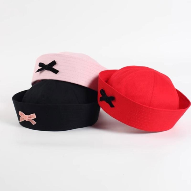 Japanische Baskenmütze für heiße Mädchen Mode Cosplay Kostümhut Fliege Matrosenmütze Teenager Mädchen JK Uniformmütze Party Kopfschmuck