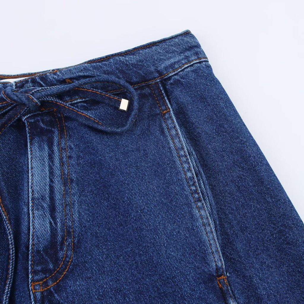 2025 Spring Women's Fashion Denim Zipper Jacket & High-Waisted Jeans Set