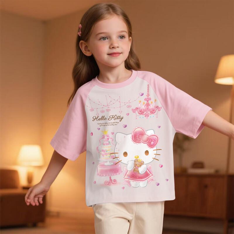 

Hello Kitty Girls 2026 New Summer Cartoon T-shirt 140