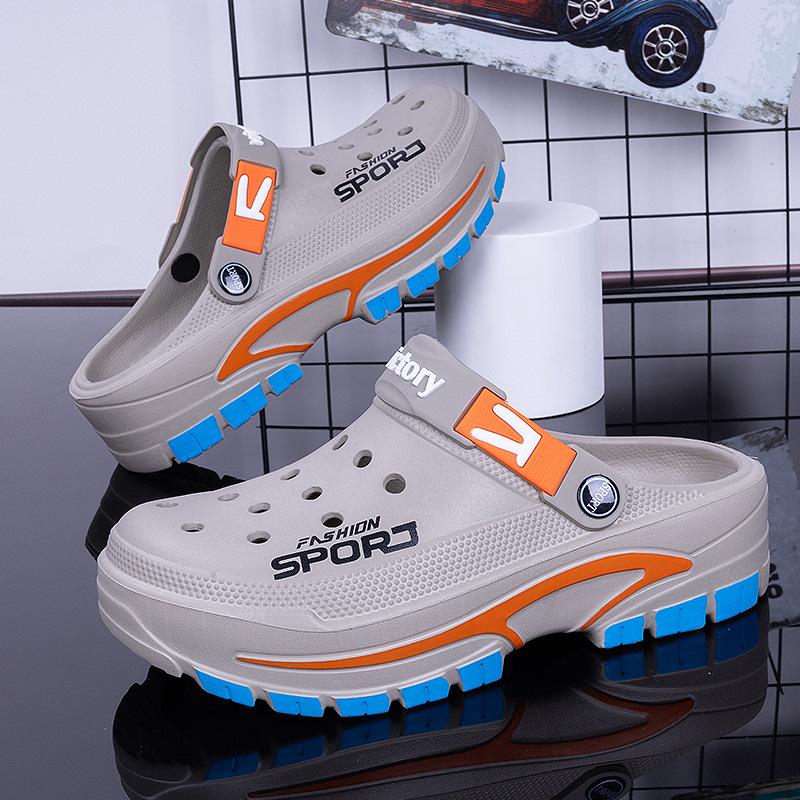 Men's Thick Sole Clogs Breathable Beach Shoes Non-slip Outdoor Slippers Fashion Sport Casual Sandals