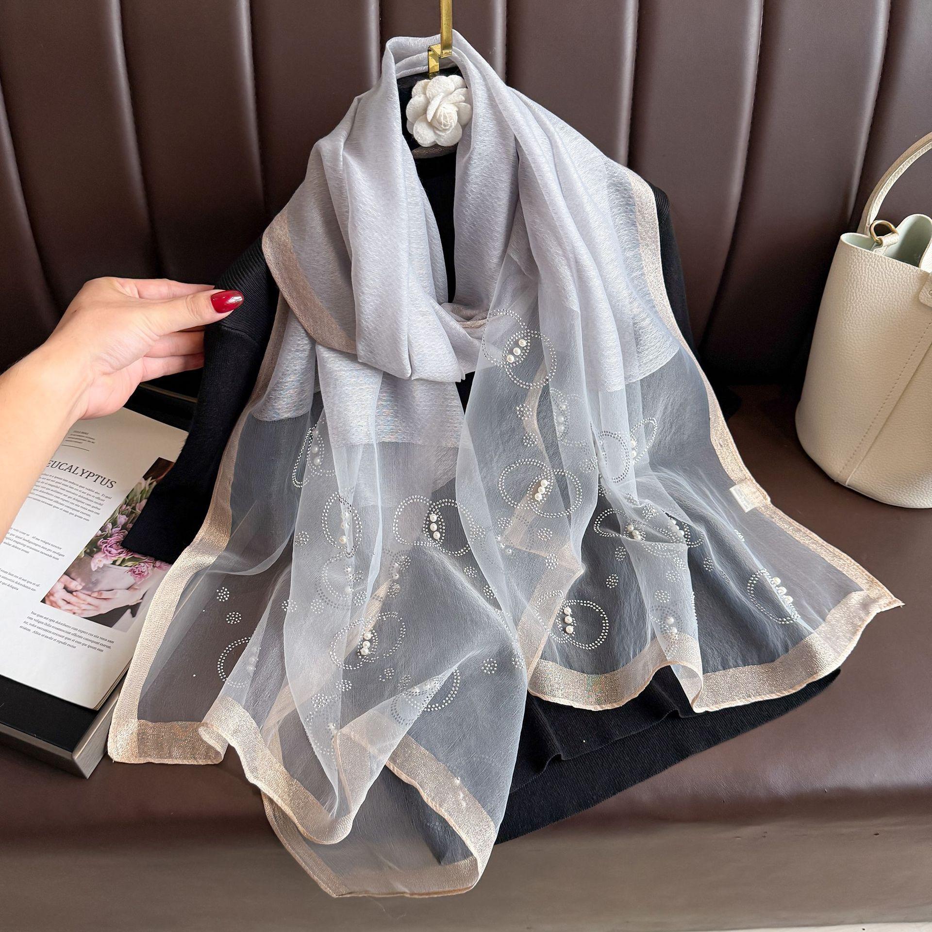 Écharpes Châles et Wraps en Soie et Laine pour Femmes Foulard Mouchoir de Tête Luxe Hijab Pashmina Dame Écharpes de Cou Bandana Poncho 80x190cm black
