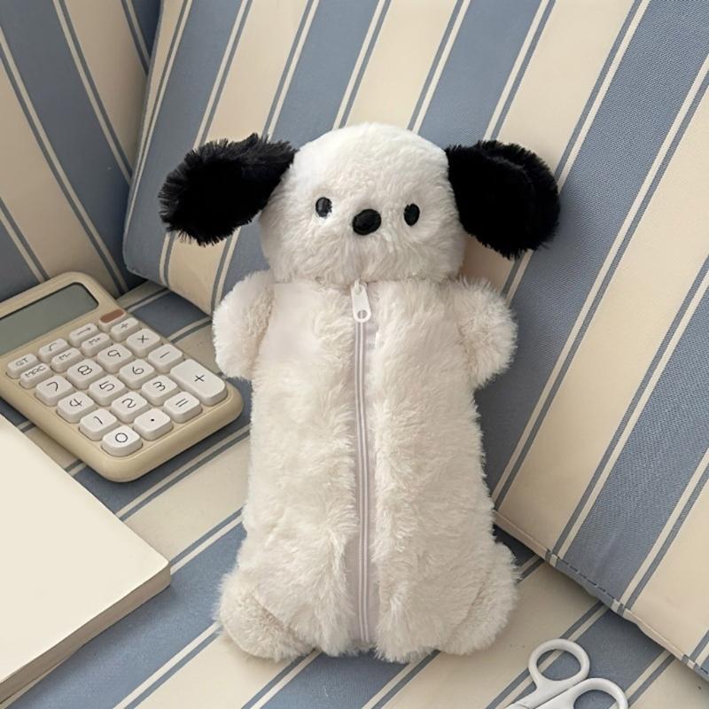 Comfortable Plush Dog Pencil Bag With Example Storage Space Simple Substance Immediate Ending Perfect For Classroom Office Travel Use