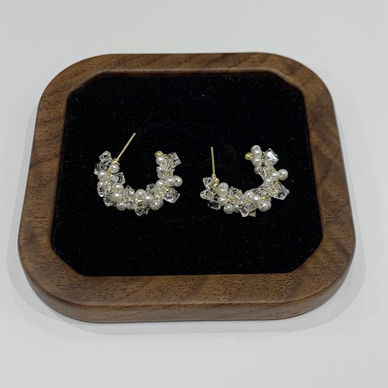 Love & Nancy Sonnet 2025 Korean Style Zircon Silver Needle Freshwater Pearl Luxury Stud Earrings