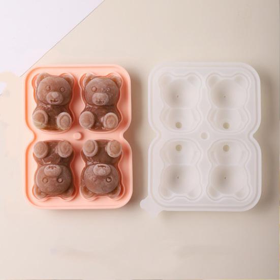 Silicone Ice Tray Cute Bear Shape Ice Mold Easy Release Ice Cube Maker for Coffee Milk Tea Juice Chocolate Jelly Soap Mold for Party Family