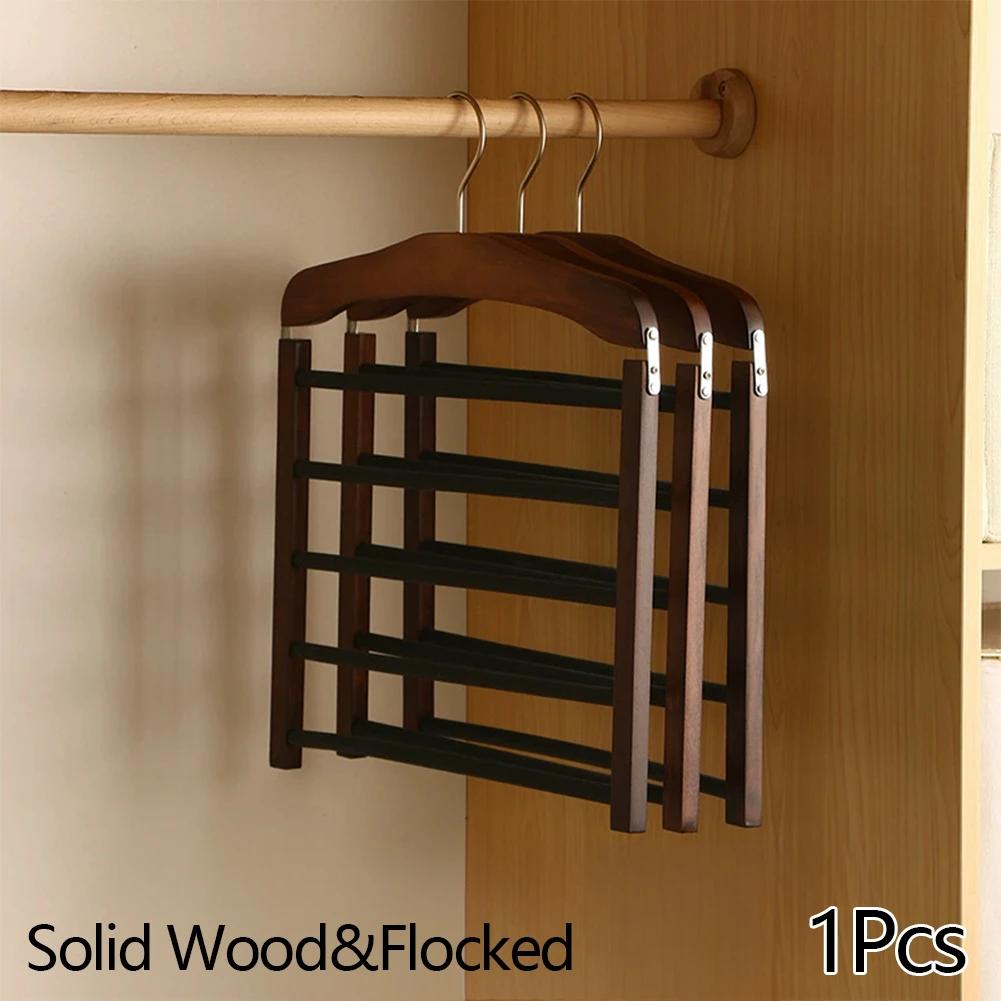 Scaffale Multifunzionale Multi-livello in Legno Massello per Pantaloni Appendiabiti Domestico in Legno Scaffale porta Asciugamani Sciarpe Cravatte Non segna