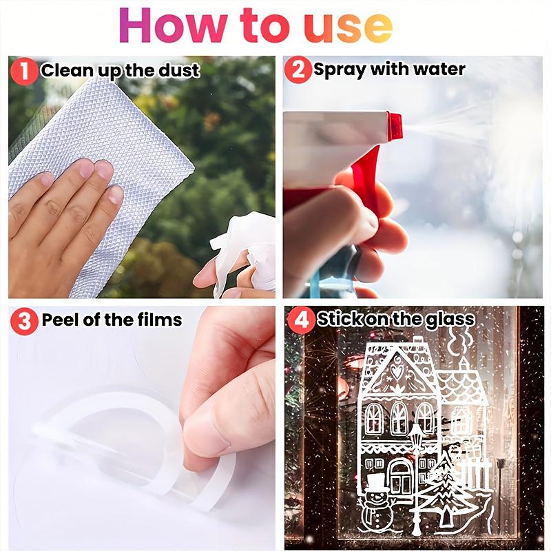 4pcs Snowflake Decals Window Decoration Large Christmas Window Clings Party Ornaments Double-Sided Xmas 20x30cm
