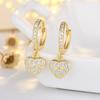 Gold Plated Heart Shaped Earrings for Women with Zirconia Embedded Copper Jewelry Clip On Fashion Accessories