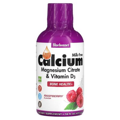 Liquid Calcium, Magnesium Citrate Plus Vitamin D3, Natural Raspberry Flavor, 472 Ml (16 Fl Oz)