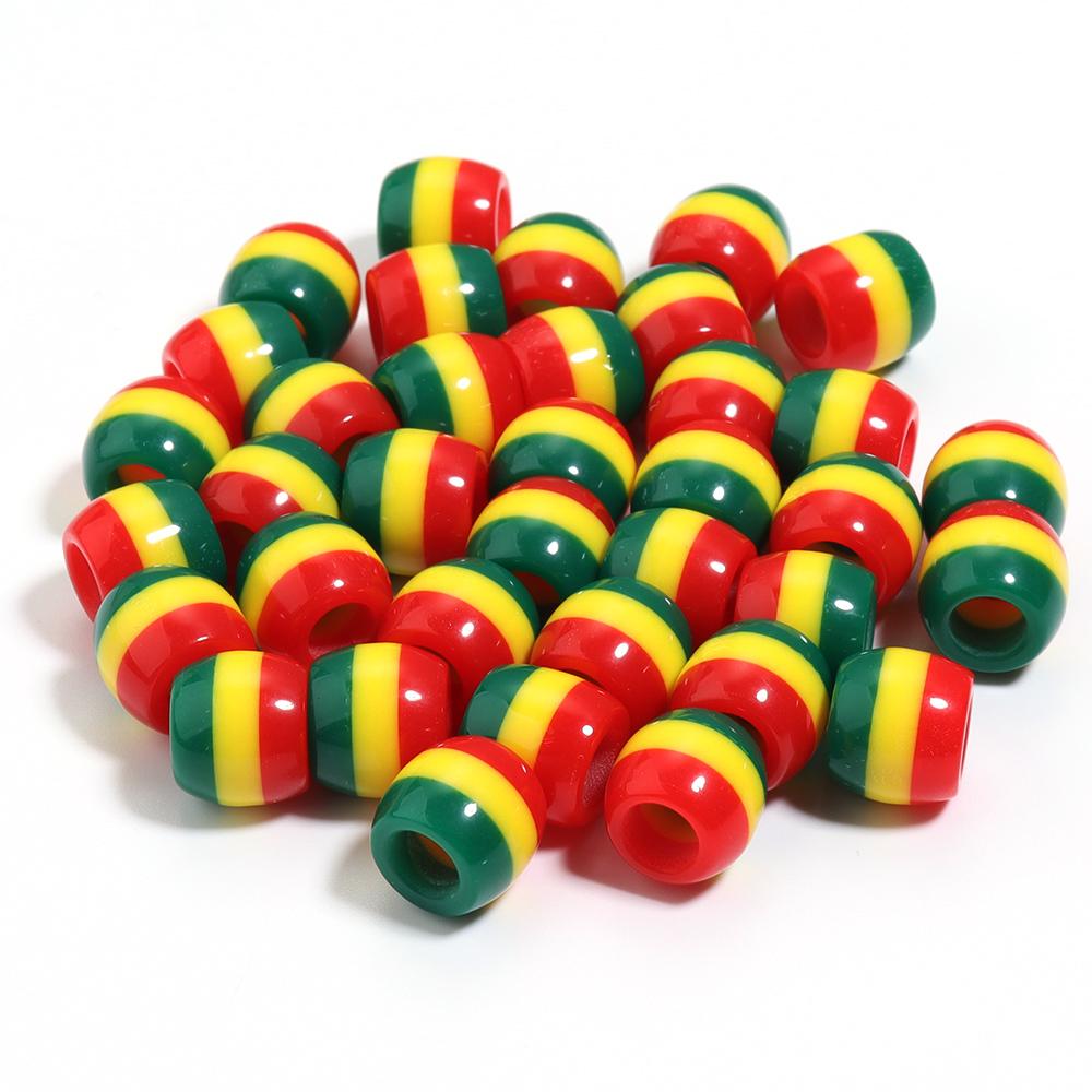 50pcs/Lot Rainbow Color Stripe Resin Beads Barrel Shape Loose Spacer Beads For Jewelry Making DIY Bracelet Necklace Accessories