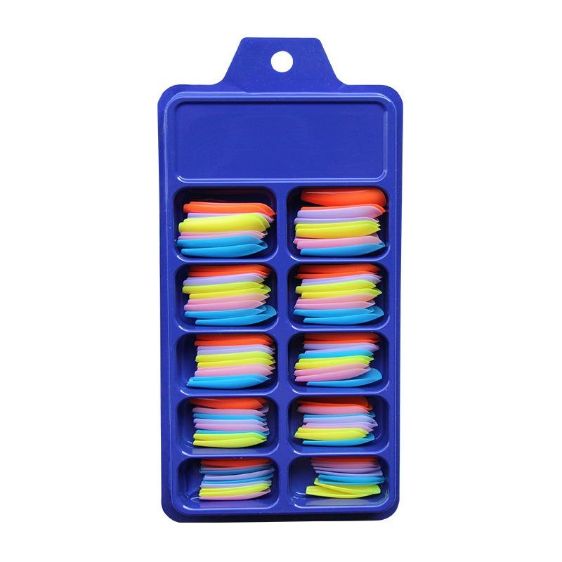 

100 шт./компл., удлиненные балетные ногти, матовые Т-образные накладные ногти, разноцветные полоски, готовый маникюр, 100 шт./компл.