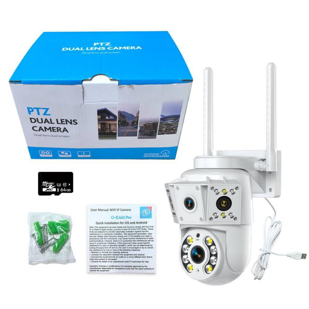 Dual Lens 6MP WiFi Security Camera, PTZ Wireless Home Security Camera,2.4/5GHz Wireless Camera, Video Surveillance for Home CCTV Security (NO Plug)
