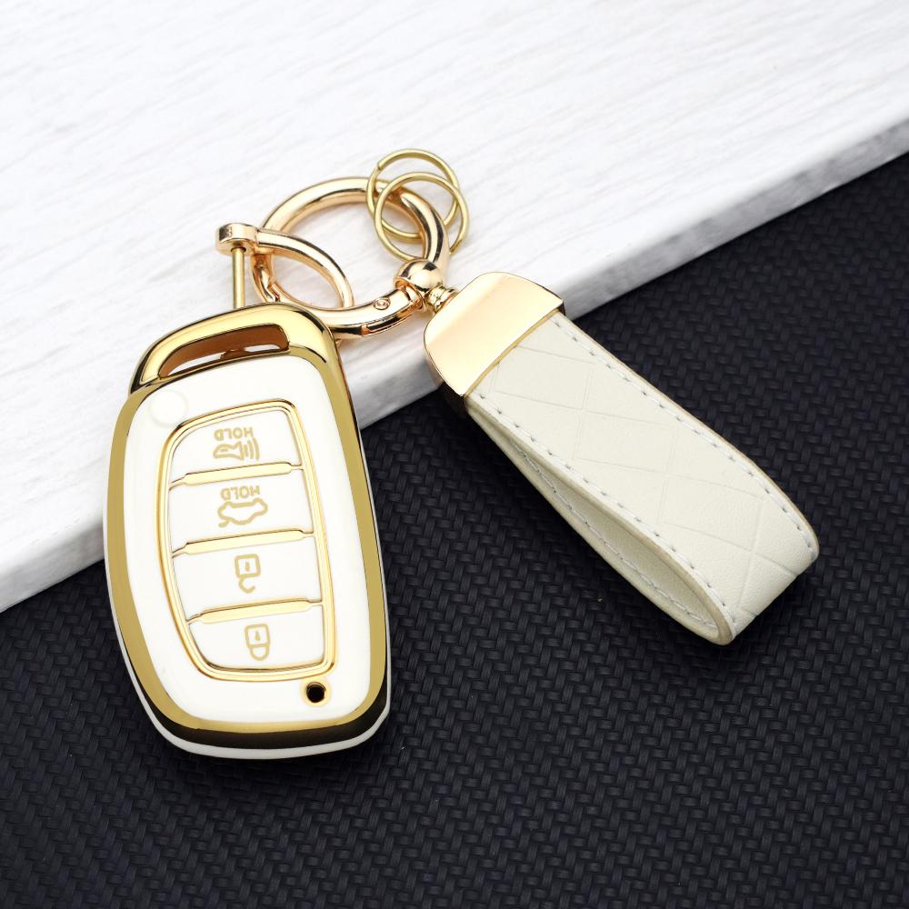4 Buttons TPU Car Key Case Cover For Hyundai Creta Ix35 Ix45 I30 I40 Tucson Santa Fe Sonata Elantra Auto Key Holder Accessories