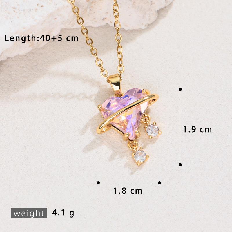 Korean Style Sweetheart Zircon Necklace for Women - Star and Love Design