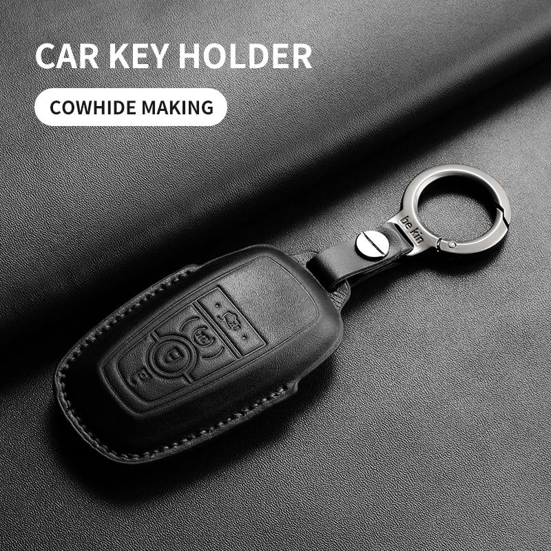 Leather Car Key Case Cover For Lincoln Nautilus Corsair Aviator Navigator Car Remote Key Case Shell Durable Protecter Accessorie