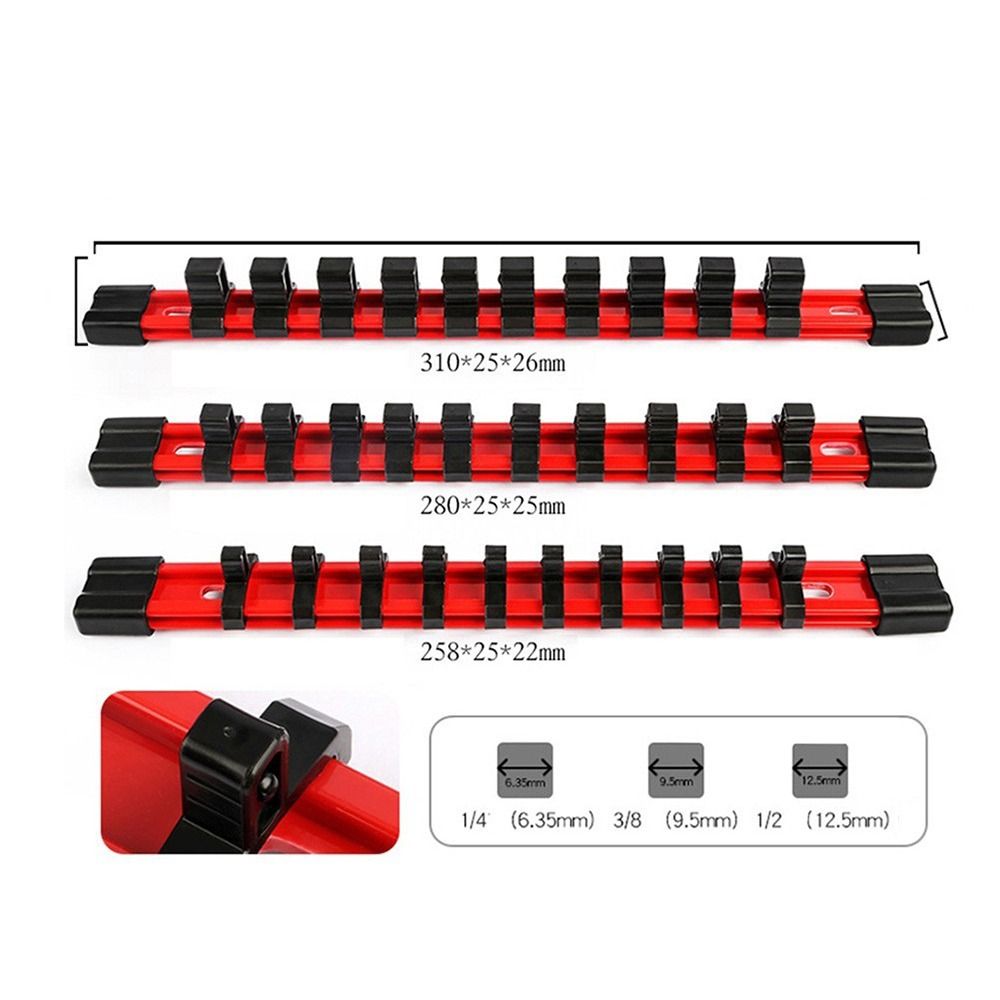 1Pcs 1/4" 3/8" 1/2" Socket Wrench Holder Rail Bracket Wall Holder Traight Socket Organizer Universal Plastic Drive Socket Holder