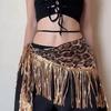 Hip-hop Tassels Leopard Print Belt Sequin Cargo Pants Waist Band Jazz Dance Hip Scarf  Streetwear
