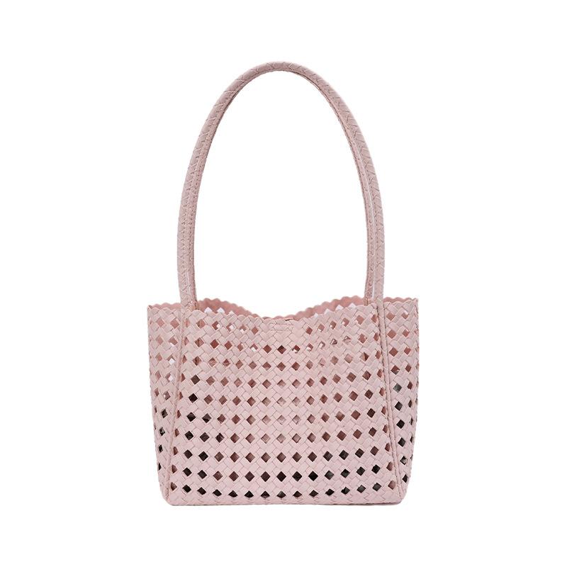Retro portable woven hollow tote bag women's summer new simple large-capacity shoulder armpit bag