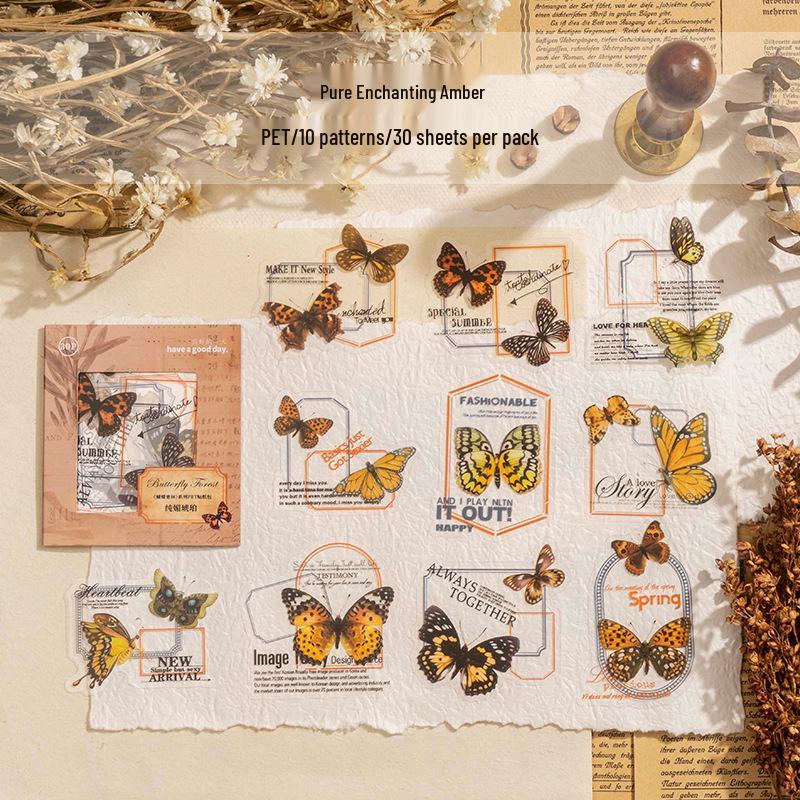 Butterfly Secret Forest Sticker Pack: Creative Retro DIY Journal Collage Collection