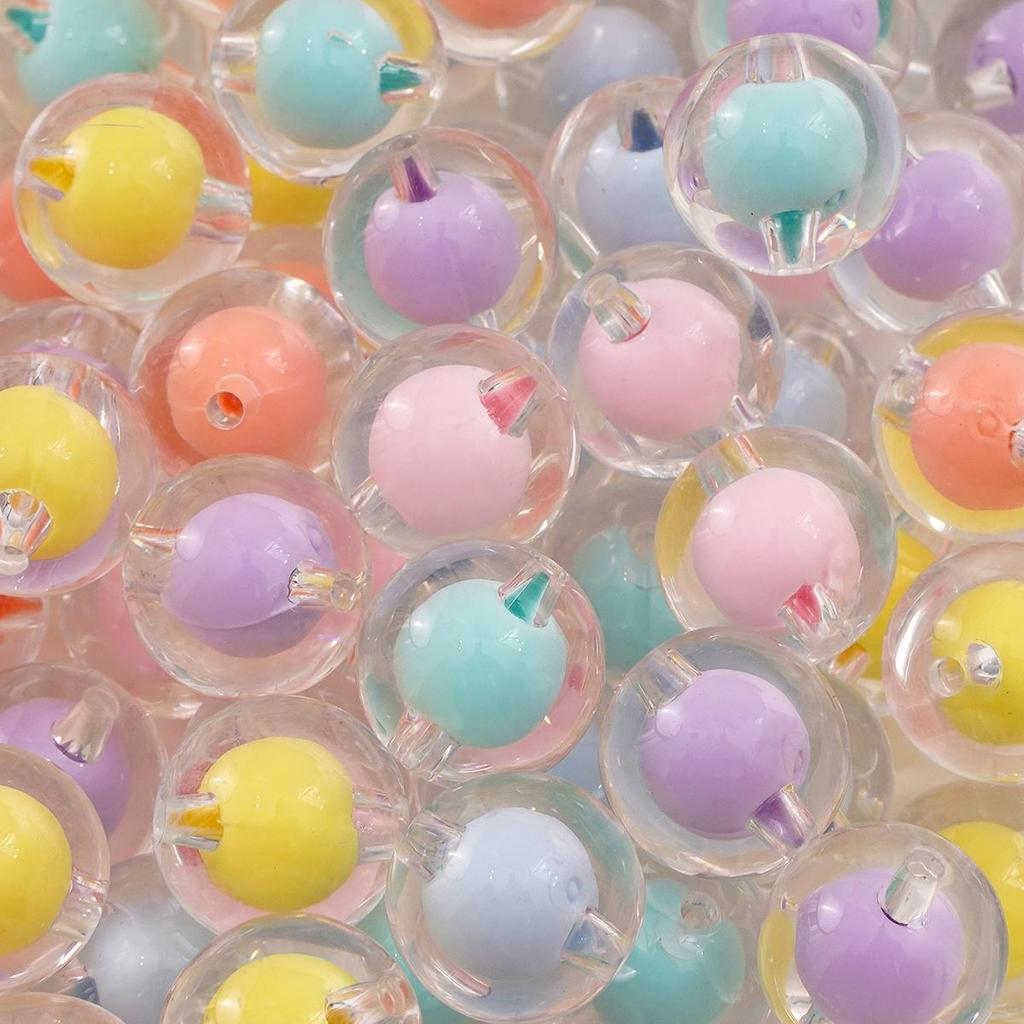 50 stk Akrylperler Belagt Fargede Løse Runde Perler For Smykkefremstilling DIY Halskjettingtilbehør