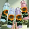 1PC Bright Sunflower Single Bloom Print 750ml Color Plastic Sports Water Bottle Leakproof Flip Straw Lid Suitable for Sports Office Home Use
