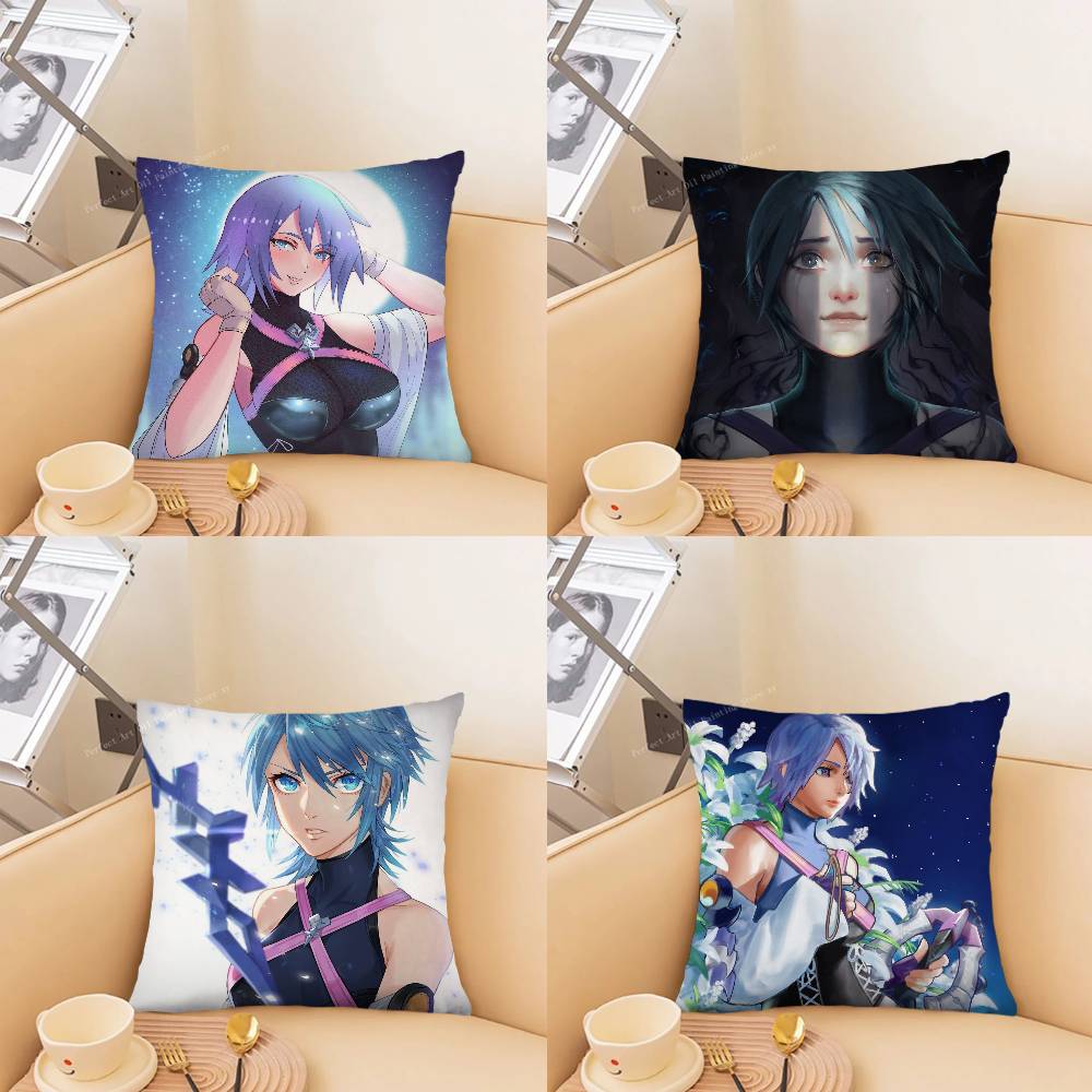 Kingdom Hearts Anime Aqua Pillow Case Fashion Square Pillowcase Bedroom Sofa Room Ins Decoration Leisure