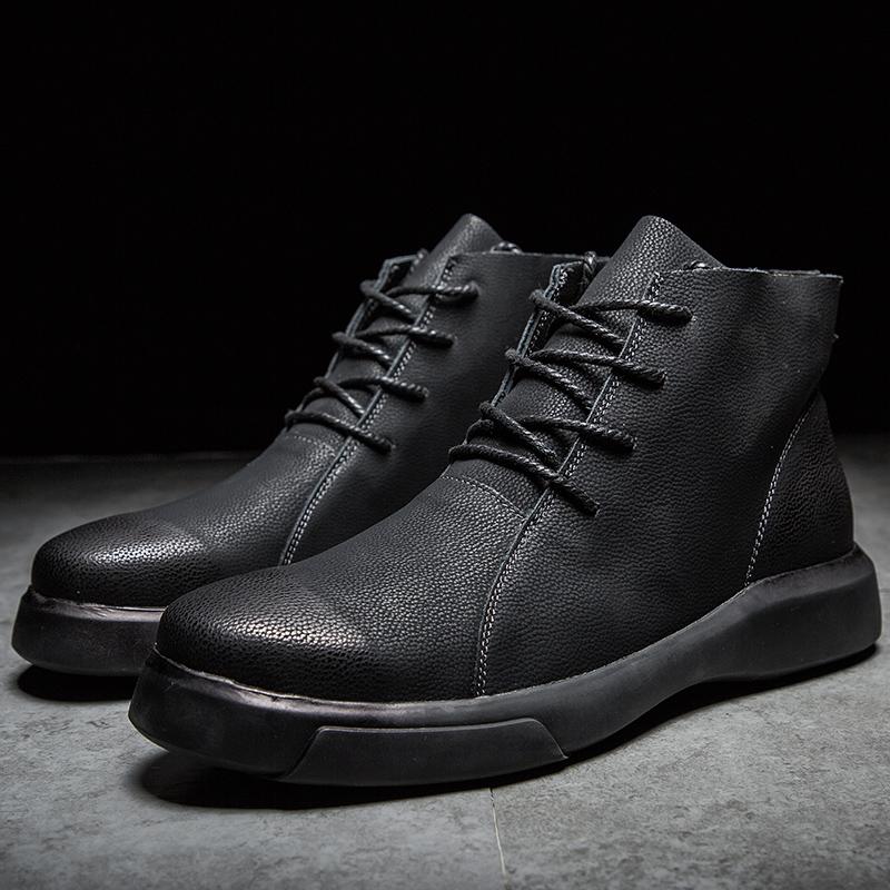 Brand New Winter Men Work Boots Fashion Lace-up Ankle Boots Designer Leather Warm Plush Men Boots Autumn Outdoor Men Shoes