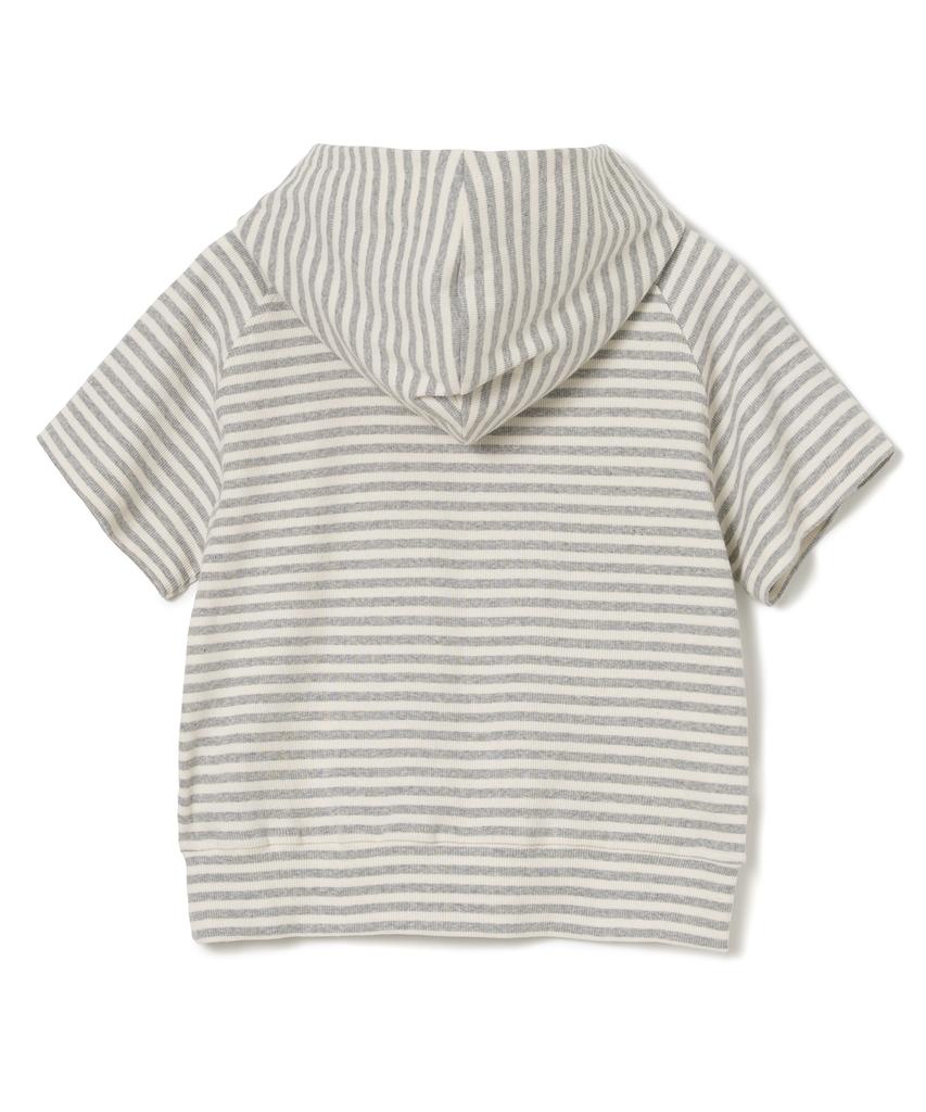 Ribbed Short Sleeve Hoodie [Melange Grey]