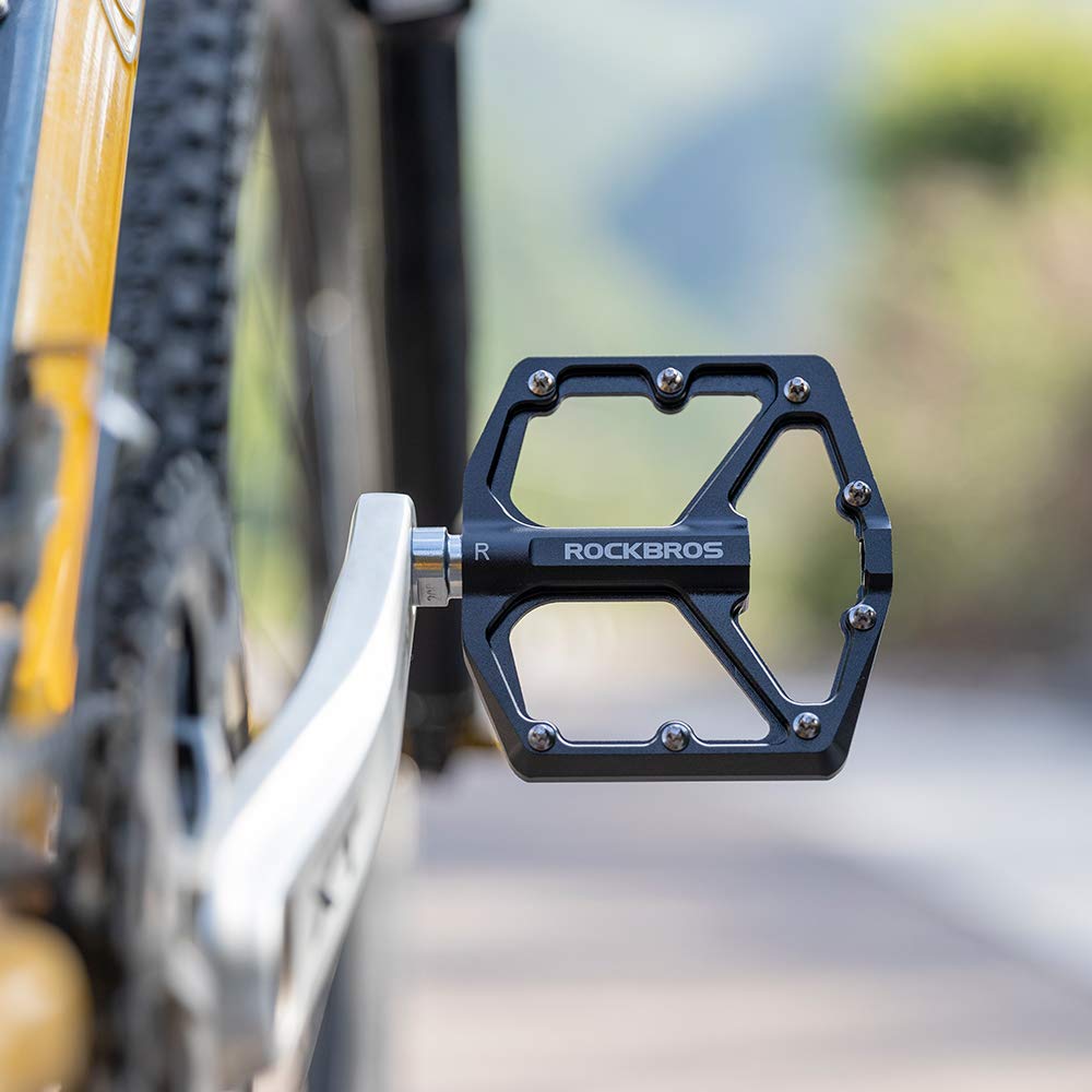 ROCKBROS Lightweight Flat Bicycle Aluminum for Road Pedals, Alloy, Bikes/Cross Bikes/MTBs, etc., Platform, Anti-Slip