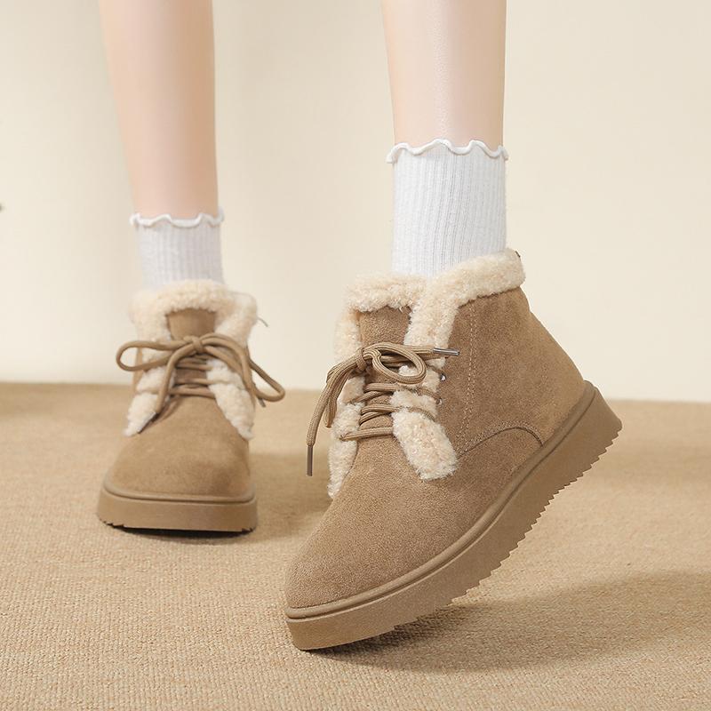 Winter Women's Boots Plush Warm Snow Boots Outdoor Non Slip Platform Boots Winter Lace Up Ankle Boot Winter Warm Cotton Footwear