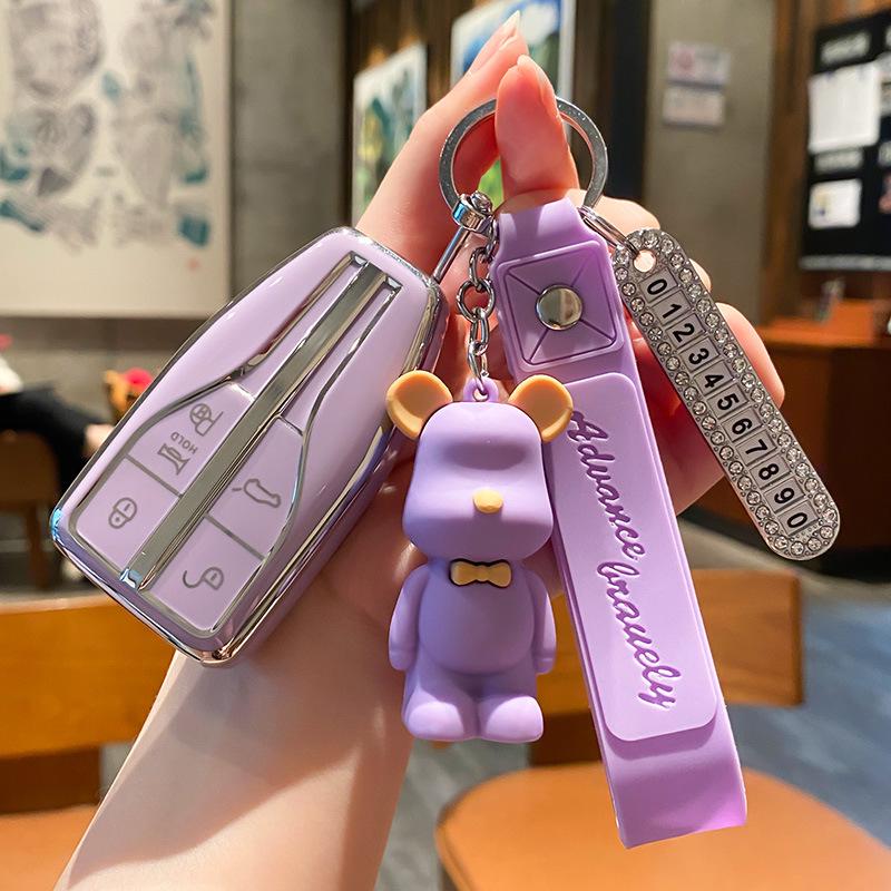 Hongqi HS5/HS7/H5/H9/E-HS9 Key Case with Buckle & Cute Pendant