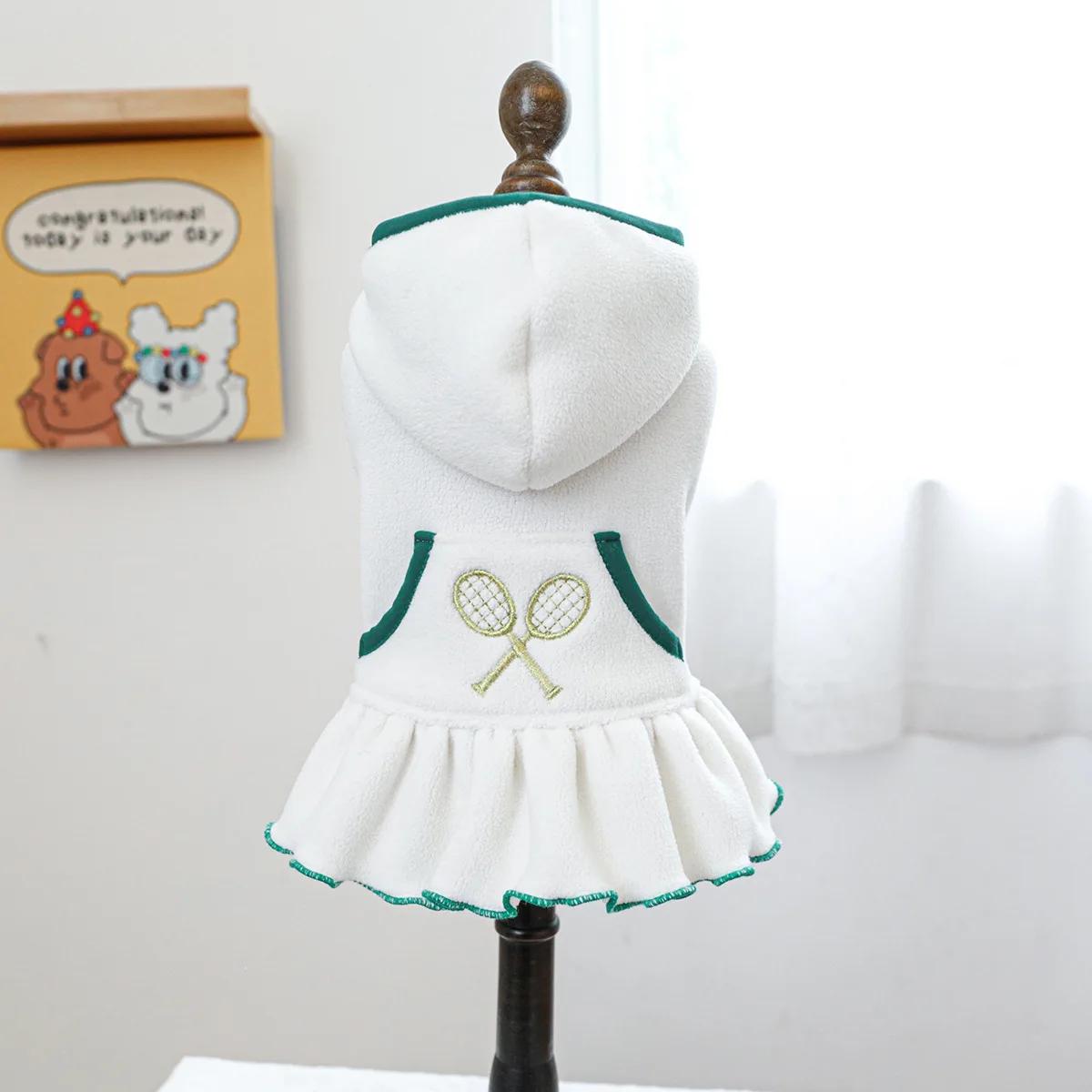 

Толстовка с капюшоном для питомца, платье для маленьких собак и кошек, одежда для осени и зимы, новое теннисное платье, одежда для щенков, толстовка с капюшоном для собак, одежда для щенков XS