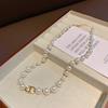 Short collarbone chain choker double-layer necklace simple pearl necklace women's niche design collar accessories sense versatile