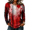Women's Casual Long Sleeve Halloween Print Top, Round Neck Blouse for Fall Daily Wear