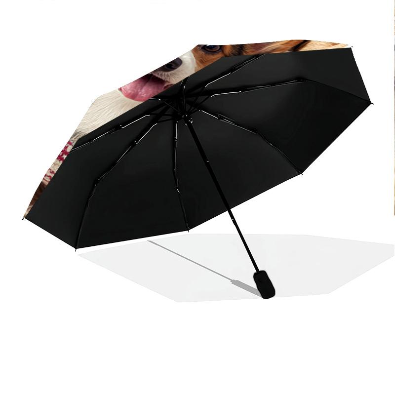 1 PC Automatic Folding Umbrella - Corgis Pattern, Portable & Foldable Design with 8 Ribs, Christmas Birthday Gifts