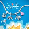 New Summer Copper Charms Beads Pendants Ocean Turtle Beach Fruit Shell Blue Charm Diy Women Bracelet Jewelry Gift