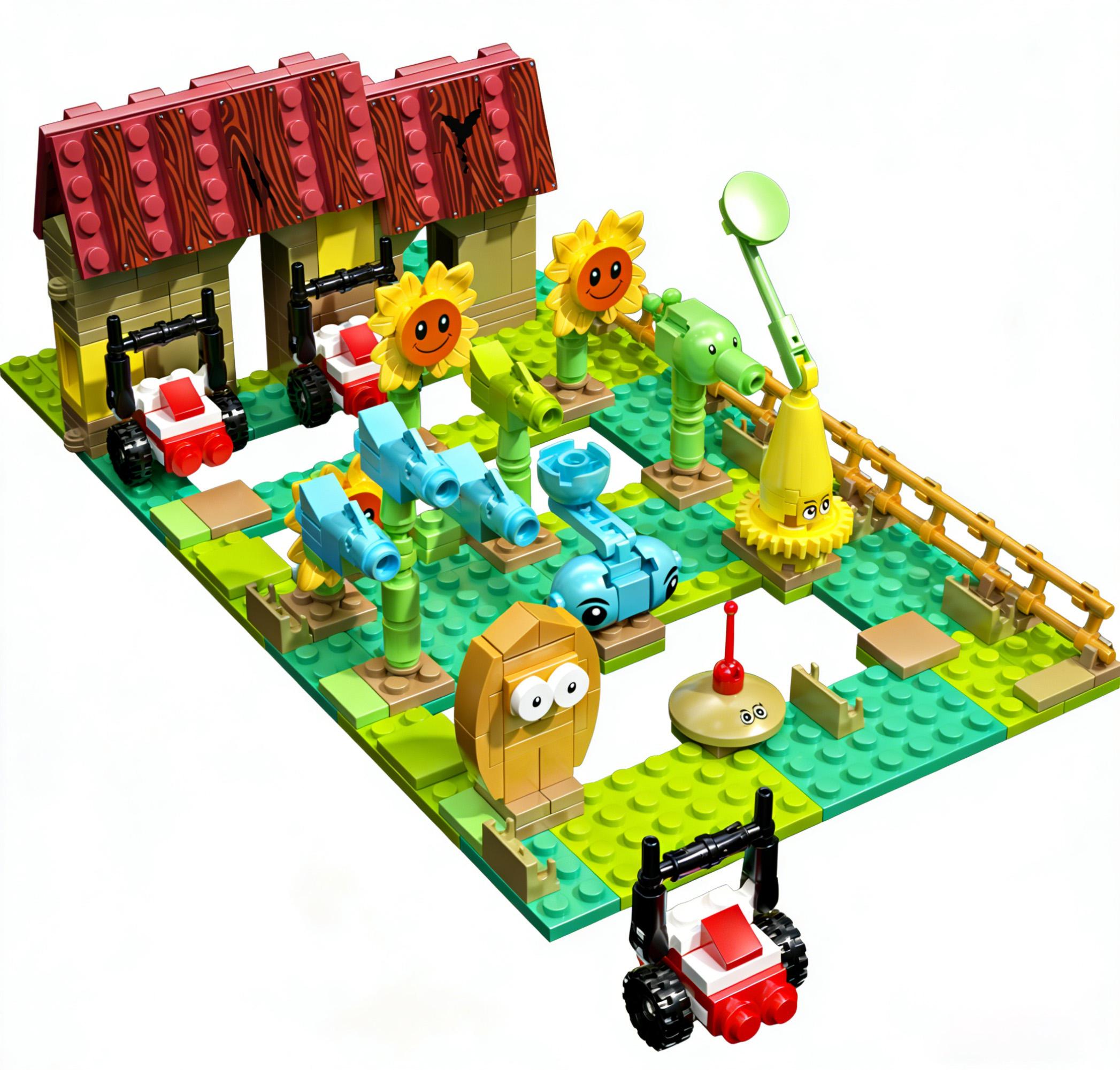 Auto Parts Decorate Plants Vs. Zombies Battle Of The Seabed Sky Model Building Blocks Bricks Kits Set Peashooter Gatling Pea Shooter Figure Toy Gift