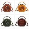 Small Round Bag High Quality Genuine Leather Bag for Women New Women's Handbag Leather Bag Shoulder Bag Literary and Ethnic Style Messenger Bag
