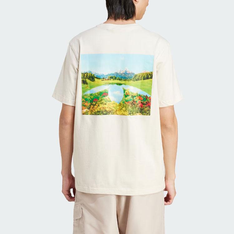 Adidas Originals Scenic Landscape Print Sports Loose Short Sleeve T-Shirt Men Tops Wonderful-White JF2853