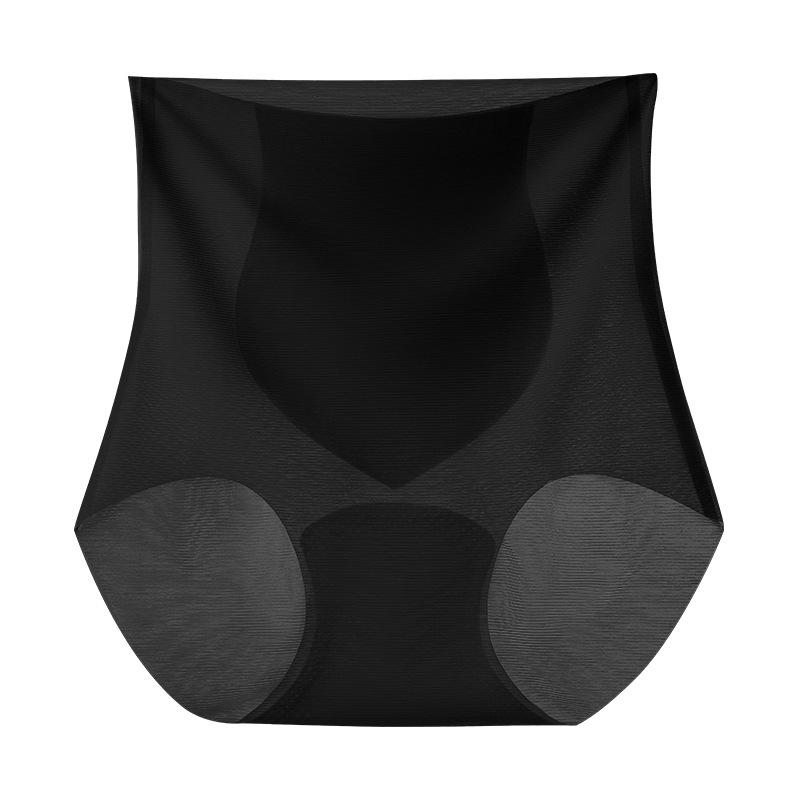 

Женские ультратонкие бесшовные трусы из хлопка Ice Silk с высокой талией и утягивающими шортами для уменьшения живота, трусы больших размеров, тонкое нижнее белье L чёрный