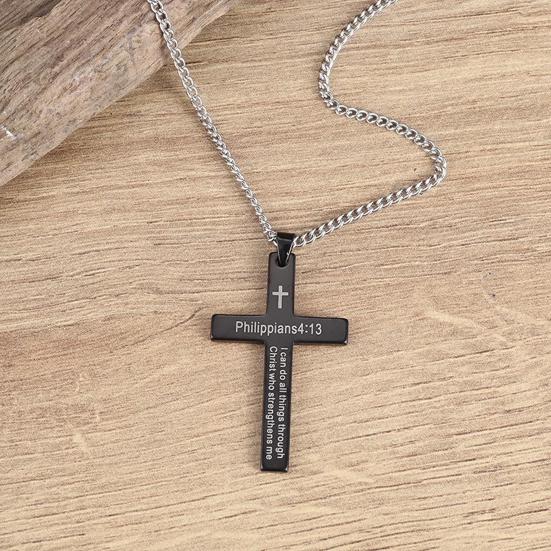 Neue minimalistische Edelstahl Kreuz Anhänger Halskette für Herrenschmuck Anhänger Halskette