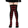 Oberschenkelhohe Socke Damenstrümpfe Knochen Damen Halloween Schwarz Weiß Rosa Gestreift Lang Über dem Knie Socke Lustig Cosplay Harajuku