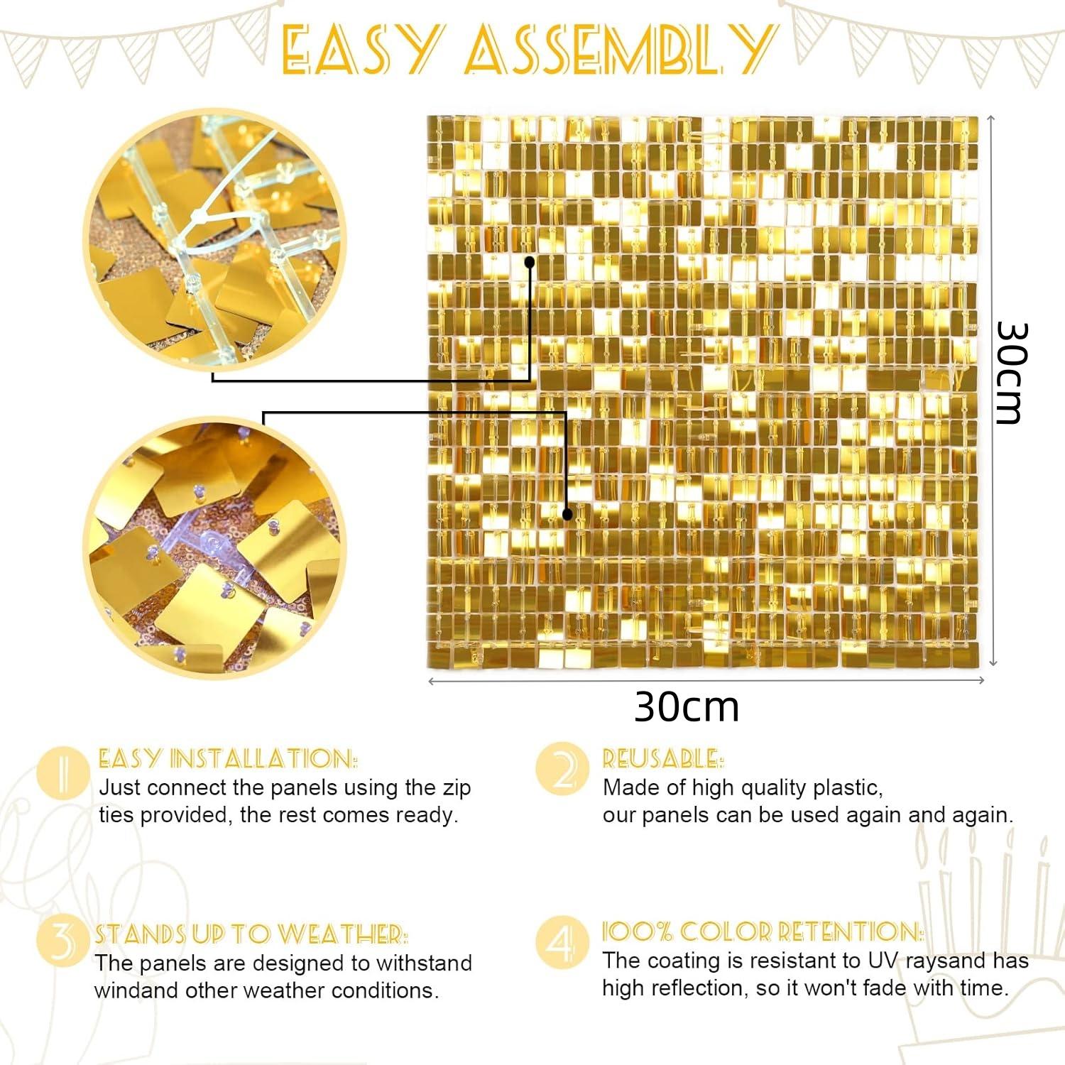 Shimmer Wall Backdrop Panels Glitter Wall Decor Sparkly Sequin Backdrop for Parties Stage Bridal Shower Graduation Disco Stage