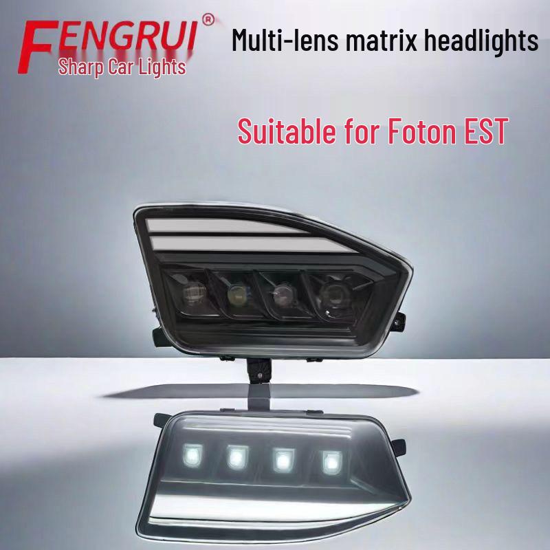MAN EST Headlight Assembly: H5 Super Bright Black/Gold LED with Modified Double Lens Left