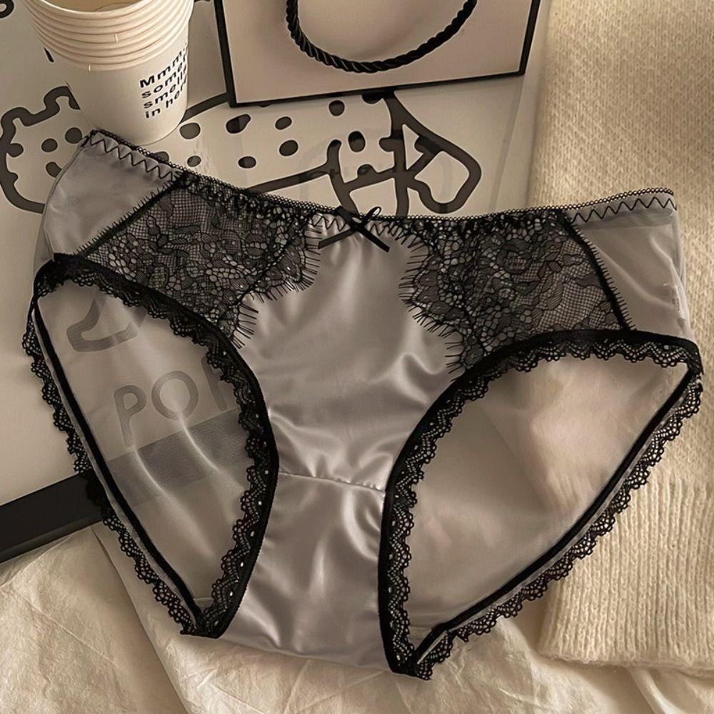 Briefs Bow Lace Panties Middle Waist Lace Briefs Temptation Sexy Panties Girl
