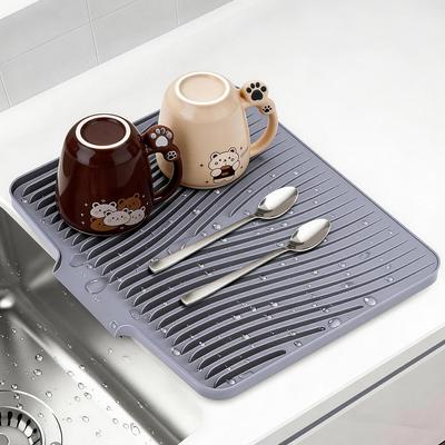 Silicone Dish Drying Mat for Kitchen Counter, Non-Slip Drain Pad, Dish Drying Pad, Easy To Clean Dish Rack Pad, Multi-Use